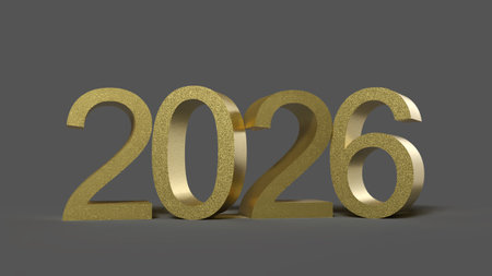 2026 number text font happy new year golden yellow color object icon 2026 new year party december january month happy new year anniversary celebration luxury greeting winter season party banner posteの写真素材