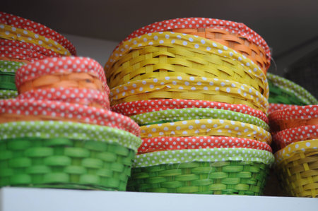 colorful basketsの写真素材