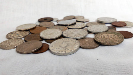 Collection of antique Indonesian and world coinsの写真素材