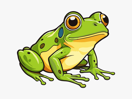 Colorful cartoon frog illustration on white backgroundのイラスト素材