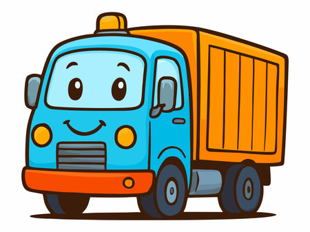 Colorful cartoon truck illustration, vectorのイラスト素材
