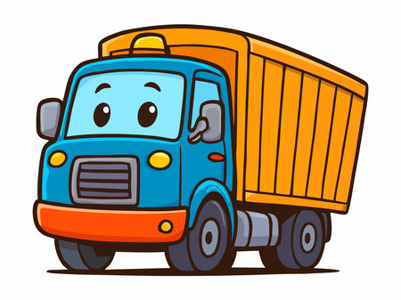 Colorful cartoon truck illustration, vectorのイラスト素材