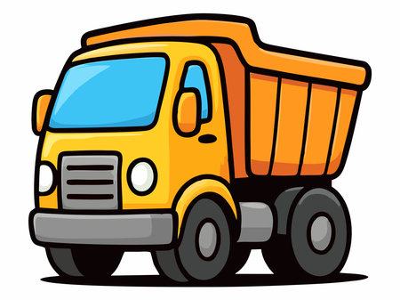 Colorful cartoon truck illustration, vectorのイラスト素材
