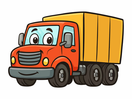Colorful cartoon truck illustration, vectorのイラスト素材