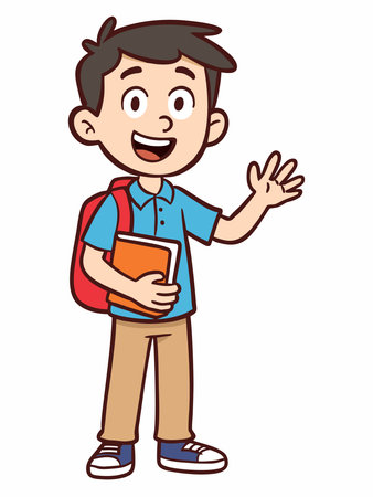 Cartoon illustration of happy school childrenのイラスト素材