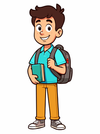 Cartoon illustration of happy school childrenのイラスト素材