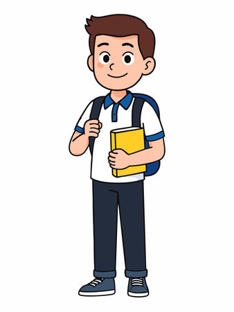 Cartoon illustration of happy school childrenのイラスト素材