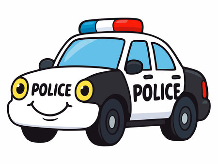 Cute cartoon police car illustrationのイラスト素材