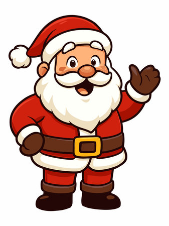 Cute cartoon illustration of Santa Claus waving - Merry Christmas.のイラスト素材