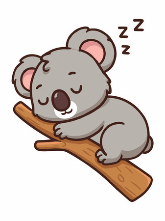 Cute sleeping koala cartoon illustrationのイラスト素材