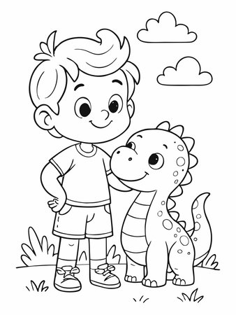 Black and white cartoon illustrations for coloring books, children's prints, educational projects, or designs.のイラスト素材