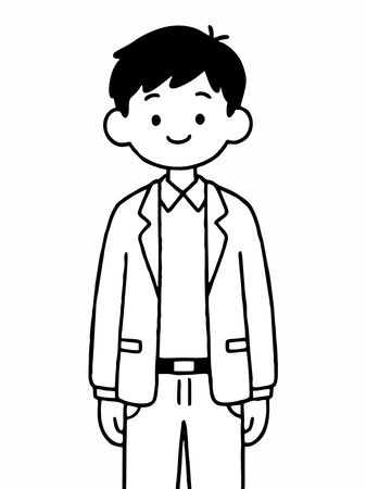 School uniform vector line cartoon design, Coloring page for kids.のイラスト素材