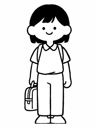 School uniform vector line cartoon design, Coloring page for kids.のイラスト素材