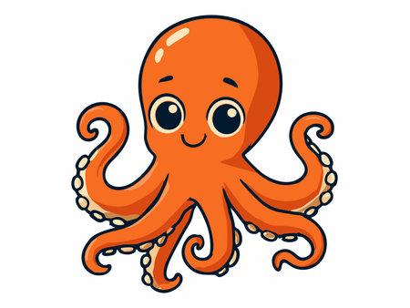 Cute cartoon octopus illustrationのイラスト素材