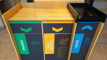 Multi-compartment recycling stations are designed to separate different types of waste.