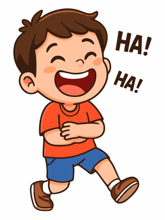 Illustration of a boy laughing out loudのイラスト素材