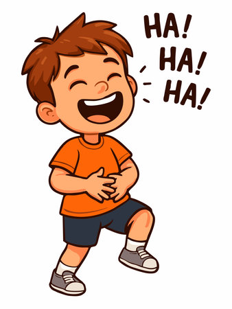 Illustration of a boy laughing out loudのイラスト素材