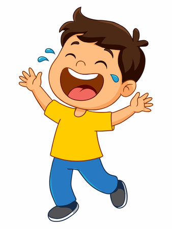 Illustration of a boy laughing out loudのイラスト素材