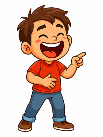 Illustration of a boy laughing out loudのイラスト素材