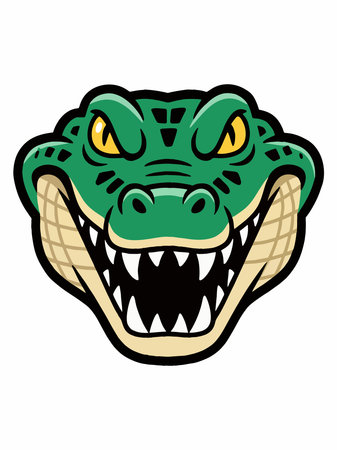 Illustration of a ferocious cartoon crocodile head mascotのイラスト素材