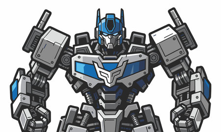 Illustration of a tough futuristic mech warrior robot