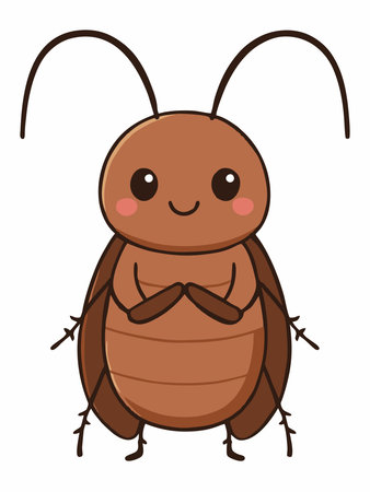 Cute cockroach cartoon character illustrationのイラスト素材