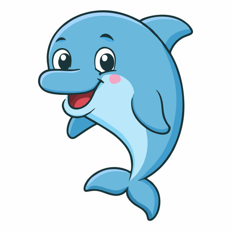 Cute cartoon dolphin illustrationのイラスト素材