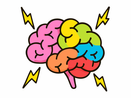 Colored cartoon brain illustrationのイラスト素材