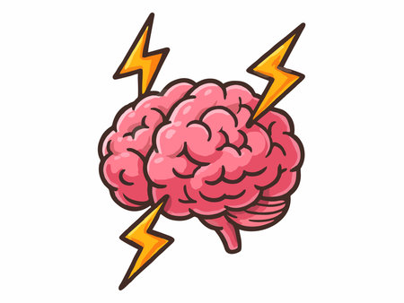 Colored cartoon brain illustrationのイラスト素材