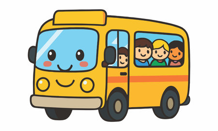 Cartoon illustration of a public transport busのイラスト素材