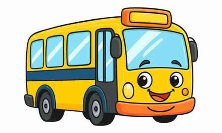 Cartoon illustration of a public transport busのイラスト素材