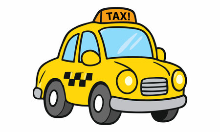 Cute yellow taxi cartoon illustrationのイラスト素材