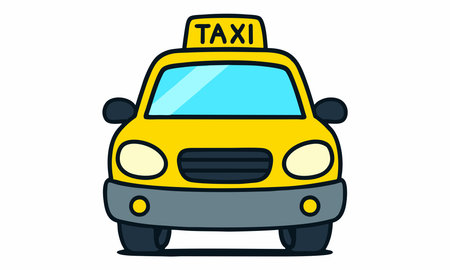 Cute yellow taxi cartoon illustrationのイラスト素材