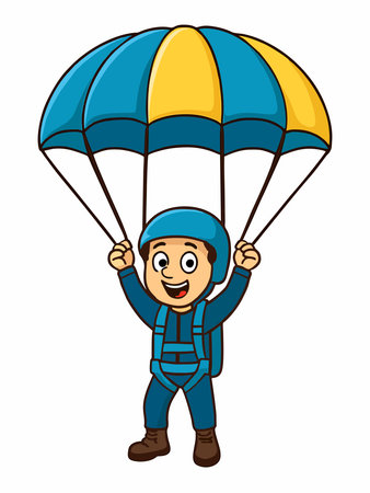 Cheerful cartoon illustration of a parachutistのイラスト素材