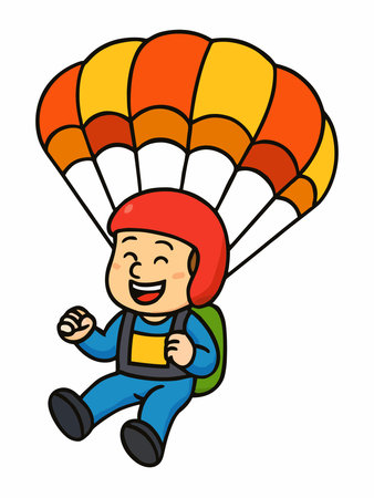 Cheerful cartoon illustration of a parachutistのイラスト素材