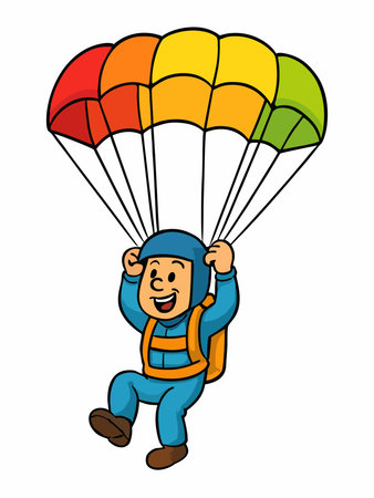 Cheerful cartoon illustration of a parachutistのイラスト素材