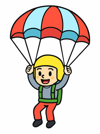 Cheerful cartoon illustration of a parachutistのイラスト素材