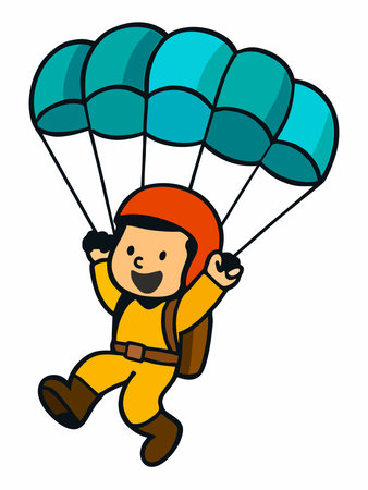 Cheerful cartoon illustration of a parachutistのイラスト素材