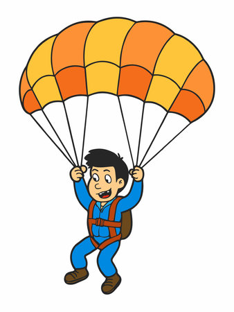 Cheerful cartoon illustration of a parachutistのイラスト素材