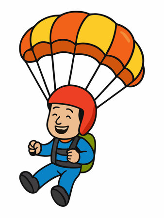Cheerful cartoon illustration of a parachutistのイラスト素材
