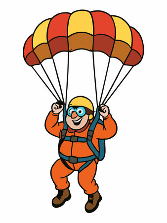 Cheerful cartoon illustration of a parachutistのイラスト素材