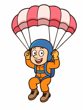 Cheerful cartoon illustration of a parachutistのイラスト素材