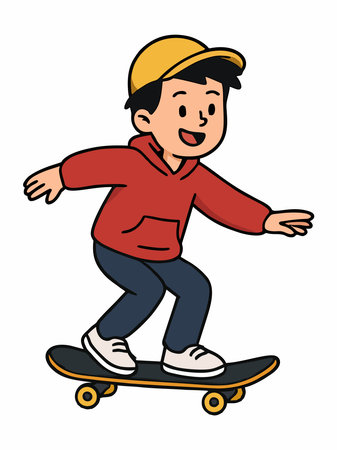 illustration of a boy playing skateboardのイラスト素材