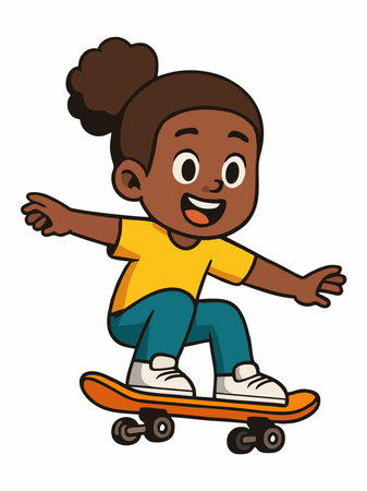 illustration of a boy playing skateboardのイラスト素材