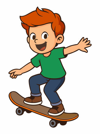 illustration of a boy playing skateboardのイラスト素材