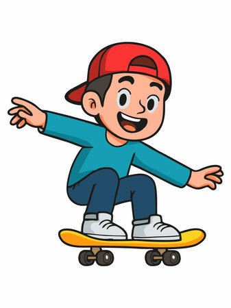 illustration of a boy playing skateboardのイラスト素材
