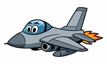 Fighter jet cartoon illustrationのイラスト素材