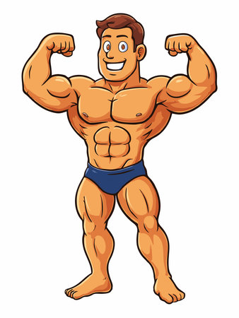 Cartoon illustration of a bodybuilderのイラスト素材
