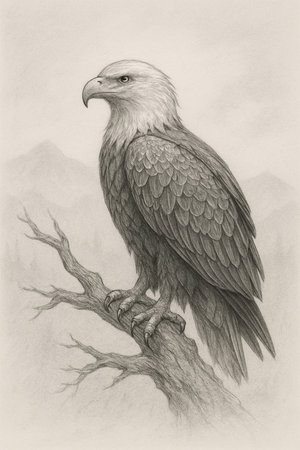 Bald eagle pencil sketchの素材
