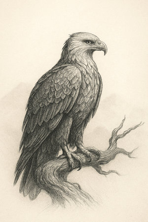 Bald eagle pencil sketchの素材